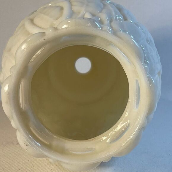 Vintage ALADDIN Alacite Glass Table Lamp Light Cream Floral ORNATE leaf motif - Picture 8 of 13